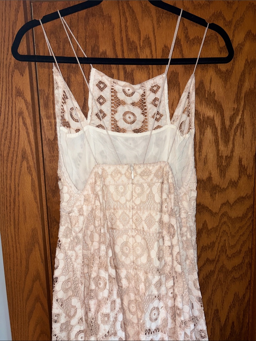 Free People Cream Lace Midi Dress with Spaghetti Straps - Picture 5 of 6